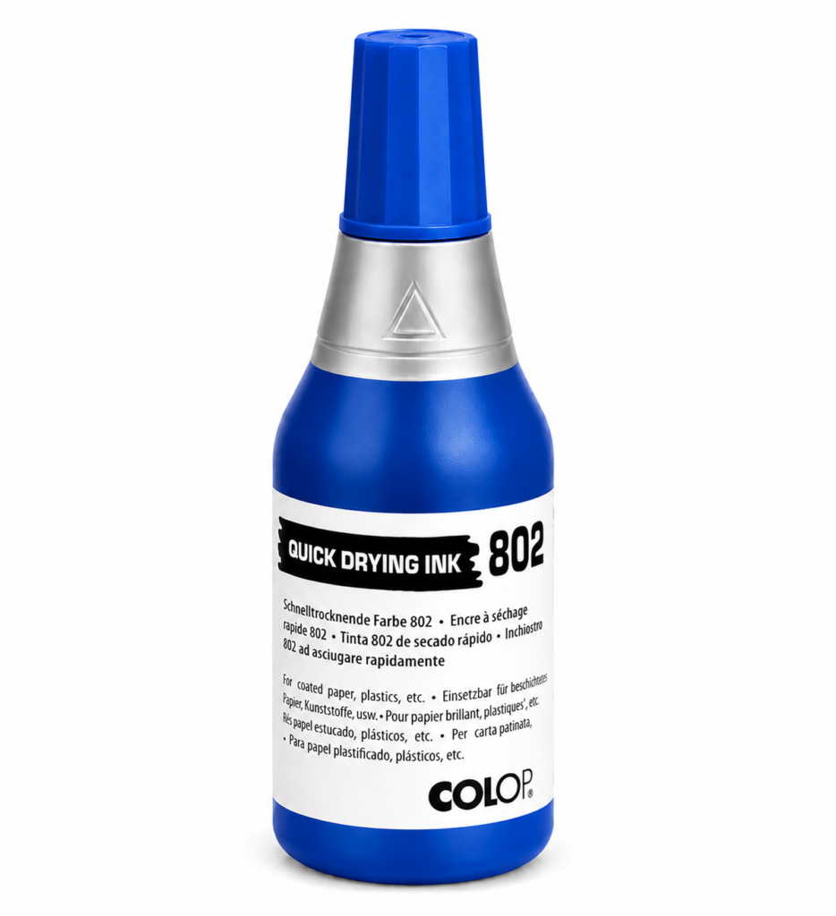 COLOP 802 Tusz szybkoschnący 25ml niebieski do folii plastiku papieru kredowego
