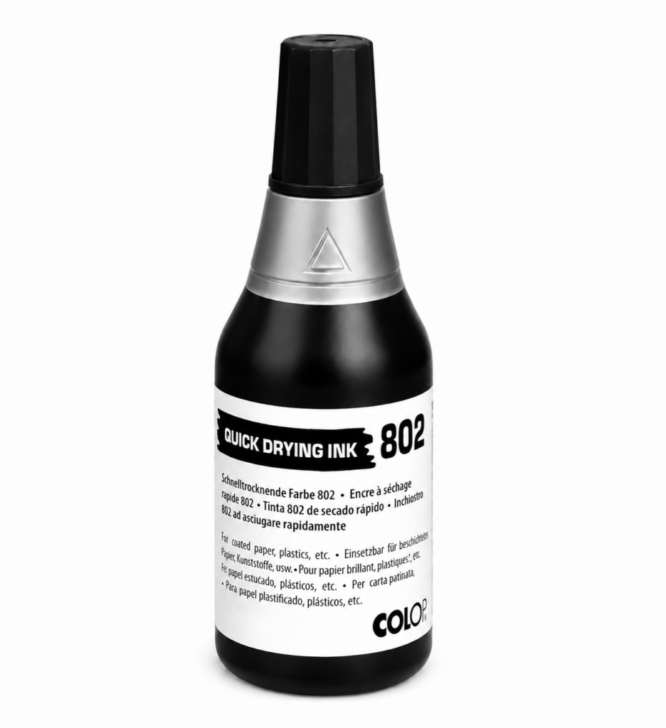 COLOP 802 Tusz szybkoschnący 25ml czarny do folii plastiku papieru kredowego